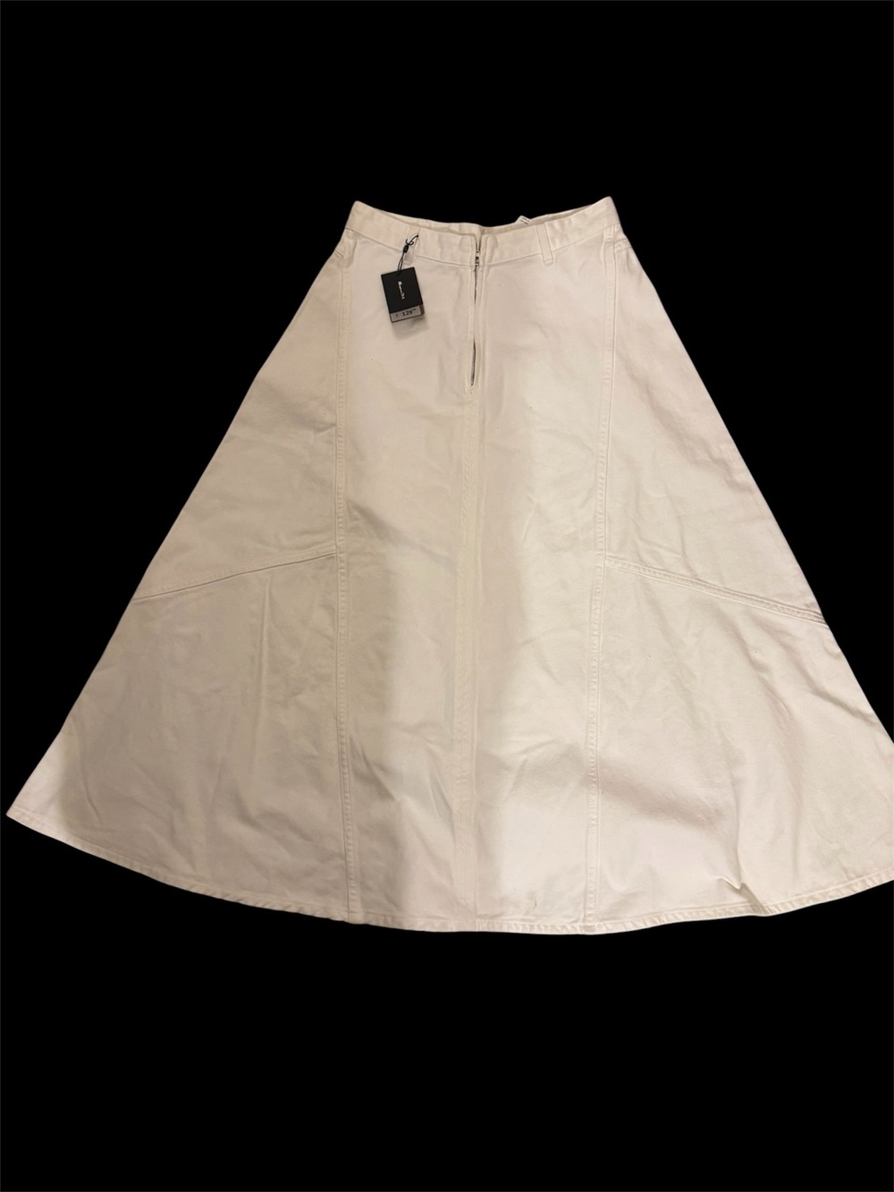 Massimo Dutti long white denim  A-Line Skirt size 8 NWT